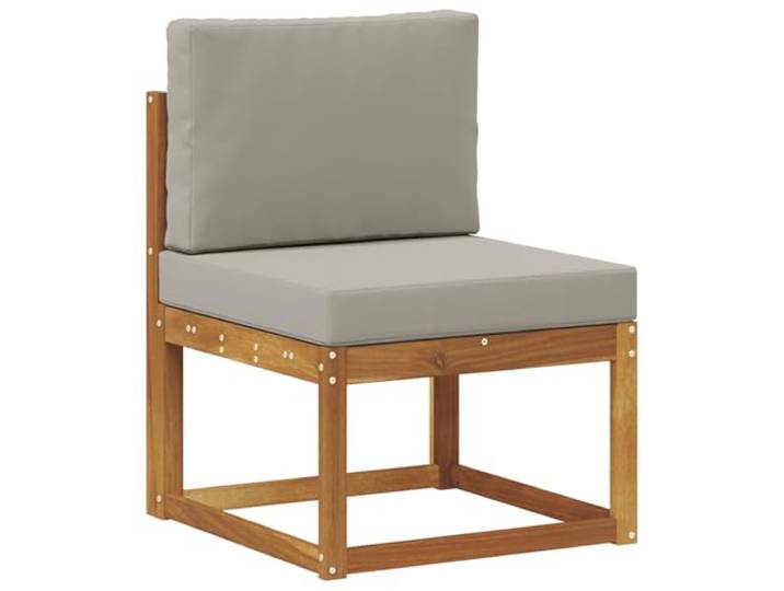 KTHLBRH Sofa-Set für den Außenbereich, 7-teilig, Akazie, hellgrau Modular, Lattenrost, witterungsbeständig, inklusive Kissen, für Garten und Pool