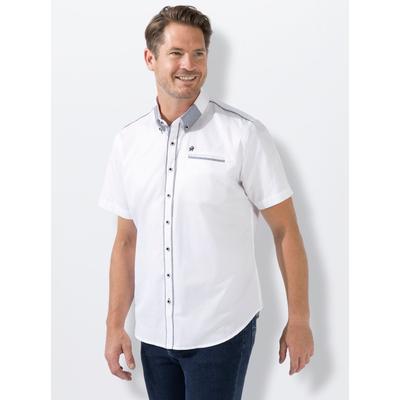 Kurzarmhemd MARCO DONATI, Herren, Gr. 41/42, Normalgrößen, weiß, 50% Baumwolle, 50% Polyester, unifarben, körpernah, Hemden