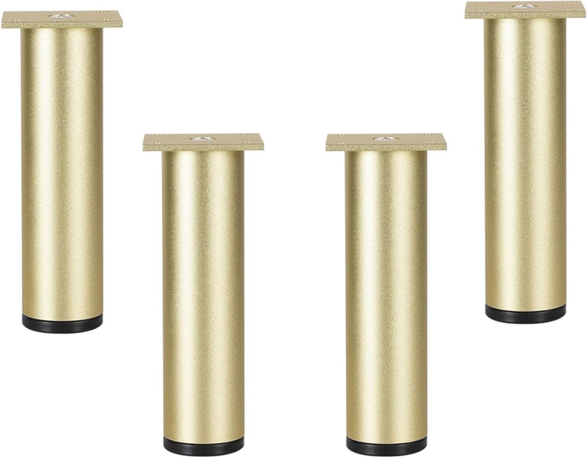 Set van 4 zilveren metalen tafelpoten met verstelbare ABS voetkussens voor meubels