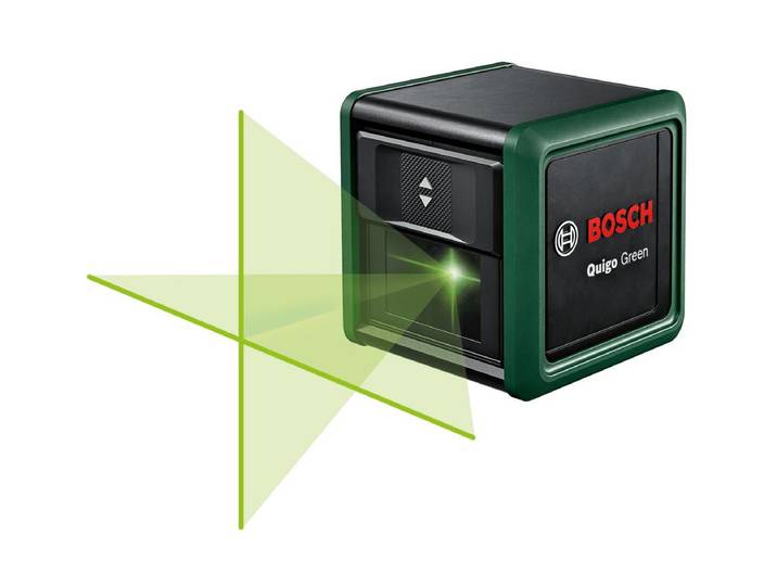 Kreuzlinienlaser BOSCH Quigo Green , schwarz, B:6,5cm H:6,5cm L:6,5cm, Lasermessgeräte, Kreuzlinienlaser