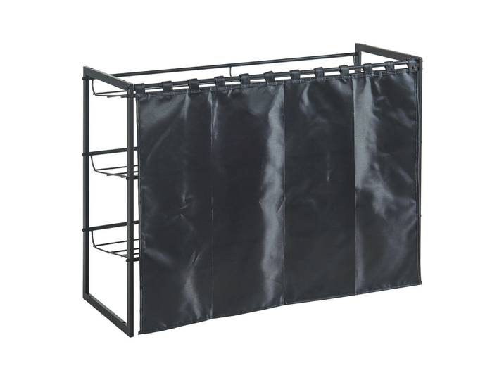 [en.casa] Schuhregal Sel, Schwarz, Metall, 80x60x32 cm, Garderobe, Schuhaufbewahrung