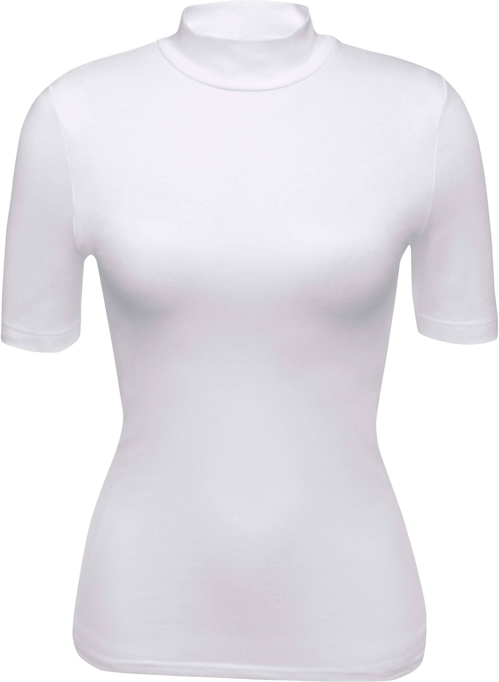 Unterhemd SPEIDEL "Blazershirt Blazershirt ohne Seitennähte", Damen, Gr. 36, 1 Stk., Verkürzter Arm, weiß, Basic, Unterhemden Unterhemd