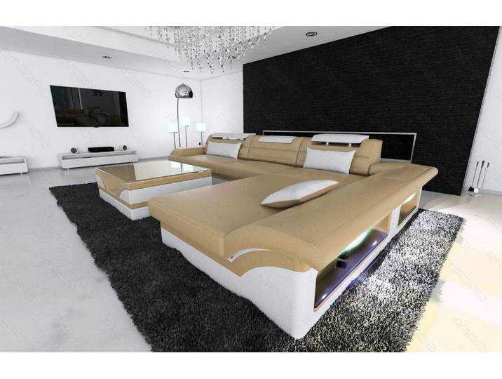 Mini Couch Monza Eleganz L-Form in Leder