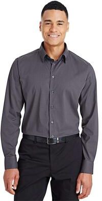 Devon & Jones DG535 Men's CrownLux Performance Tonal Mini Check Woven Dress Shirt in Carbon size 2XL   Nylon/Spandex Blend
