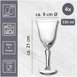 Ritzenhoff & Breker Weinglas 4er Set Perpetuo, Glas, Klar, 330 ml, 822410, Weingläser, Transparent