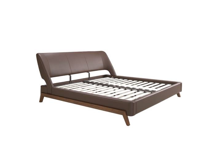 Lit en simili cuir brun chocolat