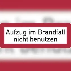 Brandschutzzeichen, Aufzug im Brandfall nicht benutzen - DIN 4066 - 210x74x1.5 mm Kunststoff nachleuchtend