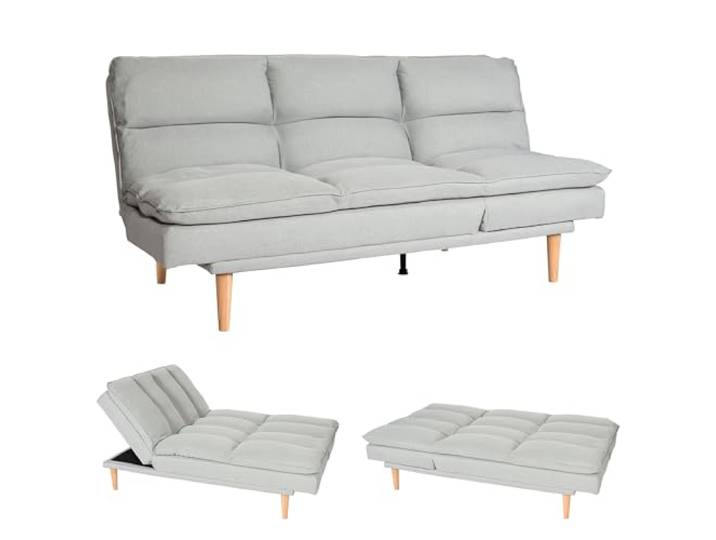 Mendler Schlafsofa HWC-M79 180x110cm Stoff/Textil - mint-grau Gästebett, Schlafcouch, Couch, Sofa, Schlaffunktion, Liegefläche