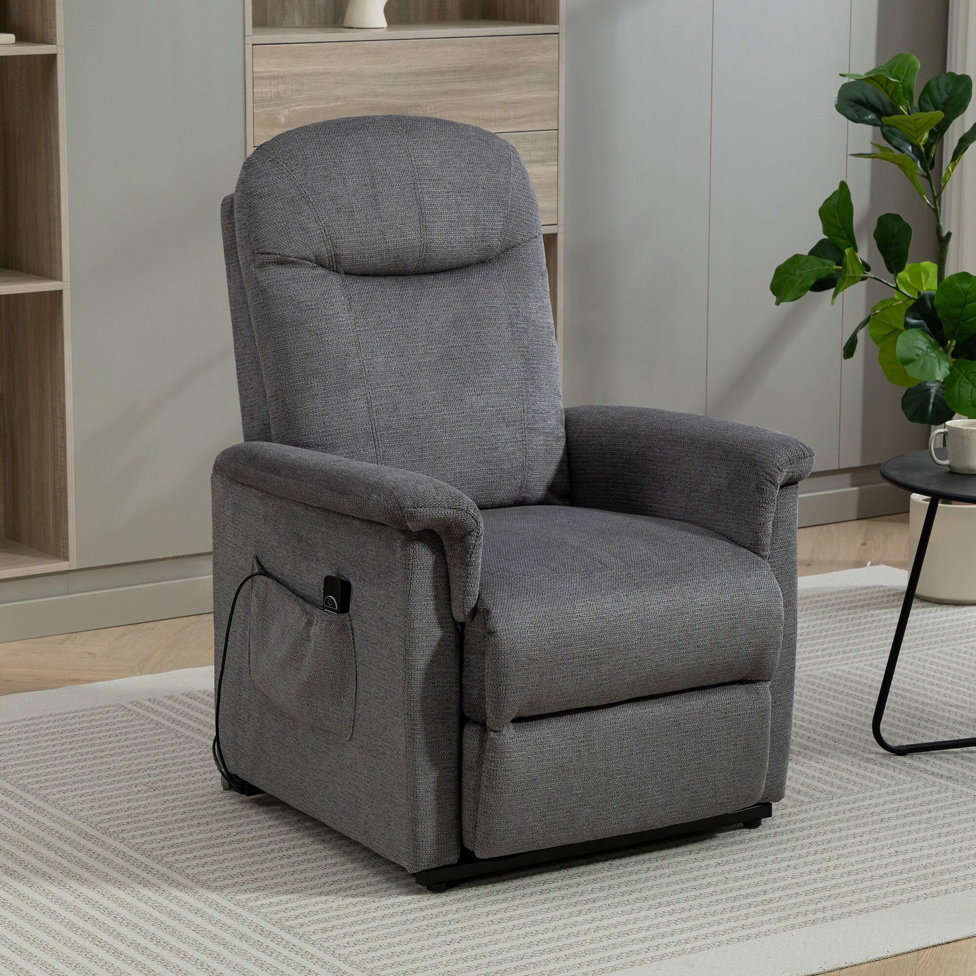 TV-Sessel DUO COLLECTION "TV-Sessel Pylos", grau (kieselgrau), B:77cm H:111cm T:95cm, Polyester 96%, Nylon 4%, Sessel, TV-Sessel, Relaxfunktion und Taschenfederkern mit Stahlwellenunterfederung kieselgrau Webstoff, Aufstehhilfe Integrierte Fussstütze, B/H