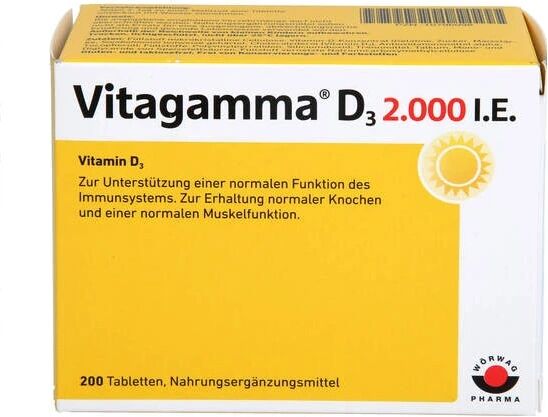 Alle Marken und mehr Wörwag Pharma GmbH &amp; Co. KG VITAGAMMA D3 2.000 IE Vitamin D3 NEM-Tabletten (200 Stück)