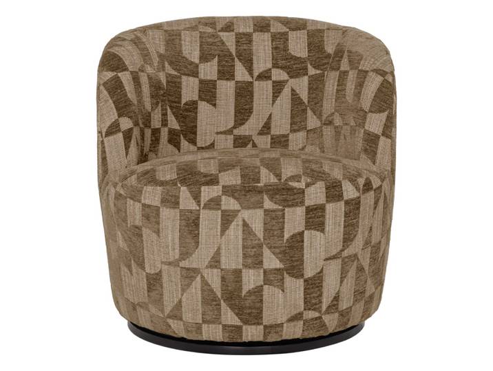 Fauteuil pivotant en tissu tissé à motif graphique vert olive