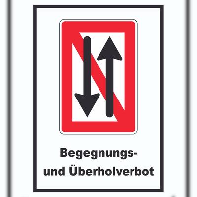 HB-Druck Begegnen und überholen verboten Symbol und Text A2 (420x594mm)