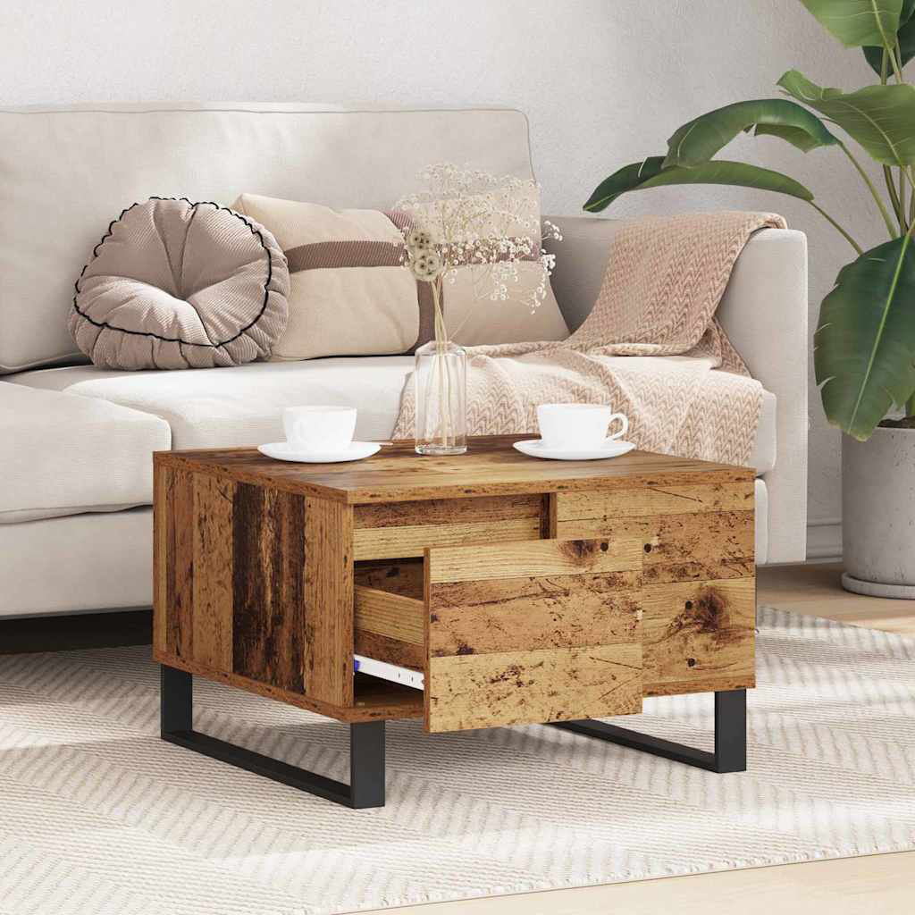 George Oliver Coffee Table with Storage Old Wood 36.5cm H X 55cm W X 55cm D