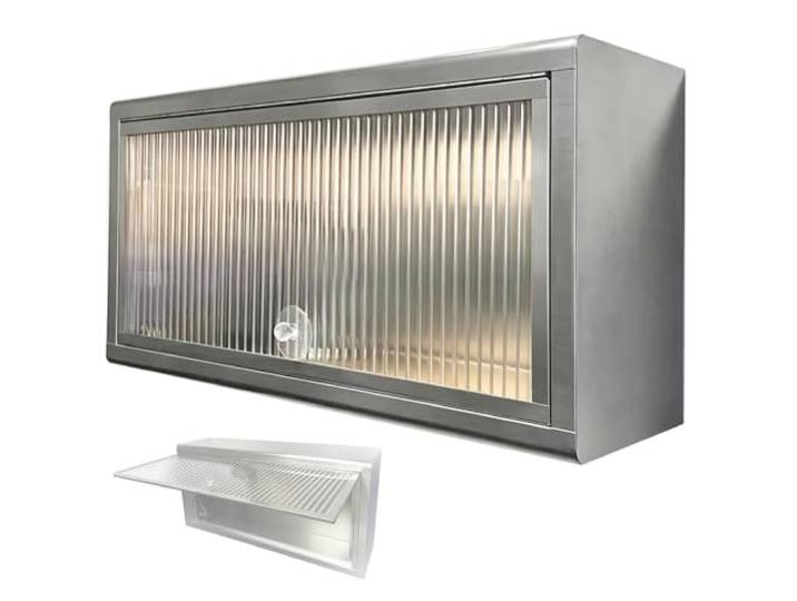 YUE JJXN Edelstahl Hängeschrank Küche 304, Gasdruckfeder, Transparent Edelstahl Küchenschrank Wandmontage, Belastbar bis 25kg, für Speisekammer(100x25cm/39.4x9.8in)