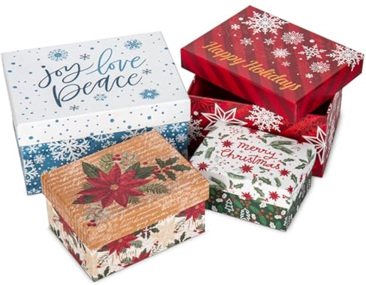 Set van 4 ronde kartonnen geschenkdoosjes met deksel voor sieraden en cadeaus