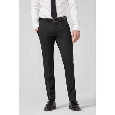 Anzughose MEYER "Roma", Herren, Gr. 25, Normalgrößen, schwarz, 54% Polyester, 43% Wolle, 3% Elasthan, unifarben, slim fit lang, Hosen Anzughose, mit Französische Seitentaschen