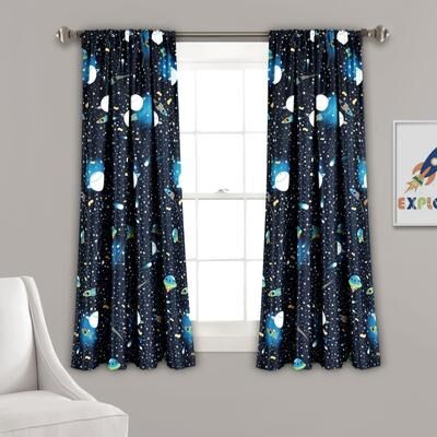 Lush Decor Universe Room Darkening Window Curtain Panel Pair