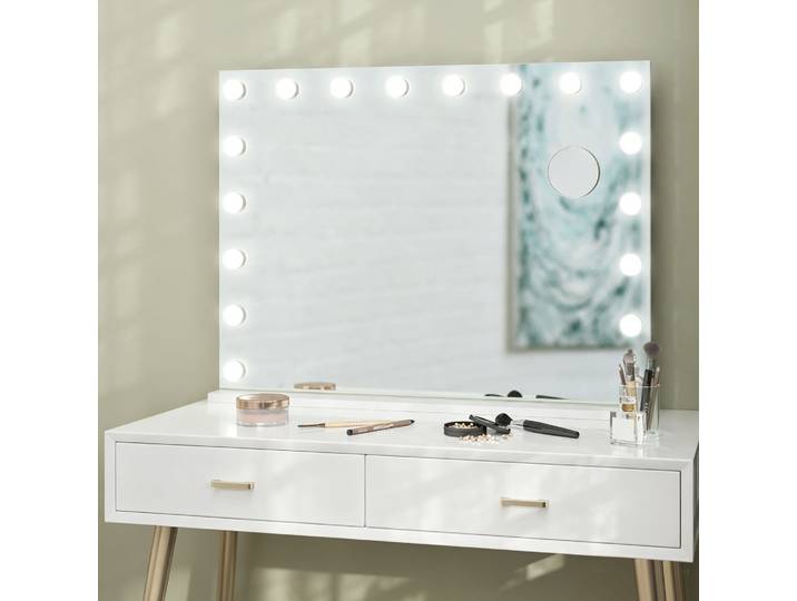 HOMCOM Miroir LED Réglable avec USB et Grossissant 80x62 cm
