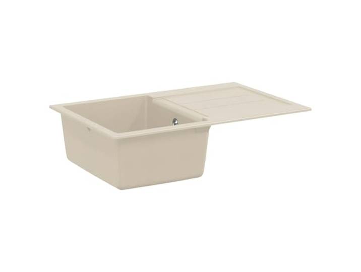 Spülbecken Beige 780 x 500 mm aus Quarz und Harz Sopratop Einzelwanne, oberste Installation, Ablaufgarnitur mit Korbauslauf, beständig bis 280°C, pflegeleicht