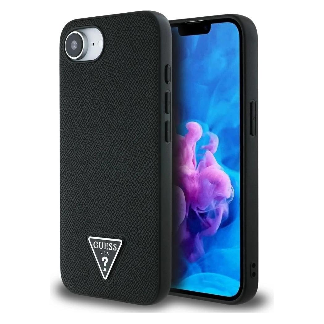 Guess - Grained PU Triangle Logo MagSafe (GUHMPSE4PGTSPSK) - iPhone 16e - Black (Apple iPhone 16e, Apple iPhone 17e) (GUE004484-0)