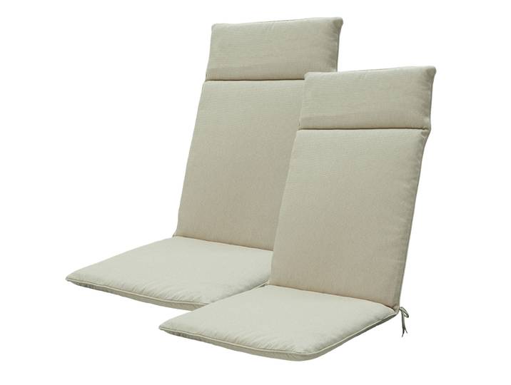 Hochlehner-Auflage 2er-Set, Gartenstuhlkissen wasserabweisend, beige, 120 x 50 cm