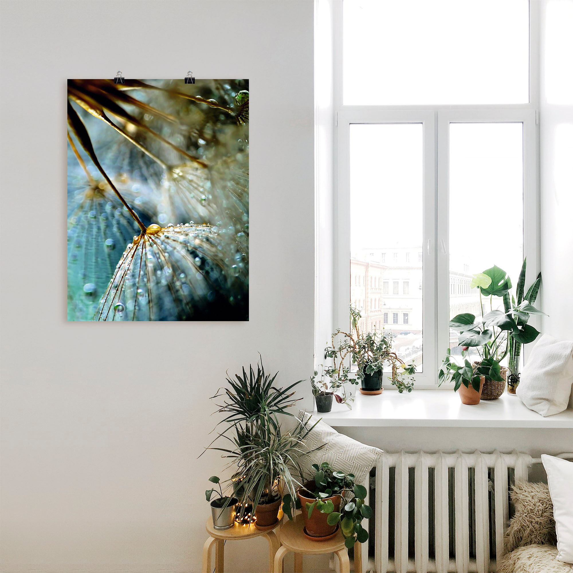 Poster ARTLAND "Pusteblume Mystische Schönheit", blau (farbe bild(er): blau), B:45cm H:60cm, Bilder, Poster, ohne Rahmen farbe bild(er): blau B/H/T: 45cm x 60cm, Poster Blumen, 1 Stk.