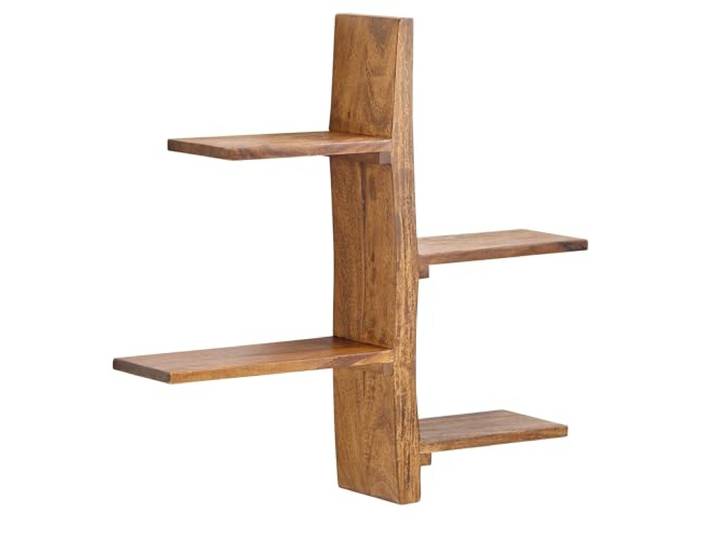 WOHNLING Wandplank 58x60x15 cm Sheesham Massief Hout Boomvorm Hangplank Modern Muurplank Hangende Plank Plank voor de Wand Zwevend
