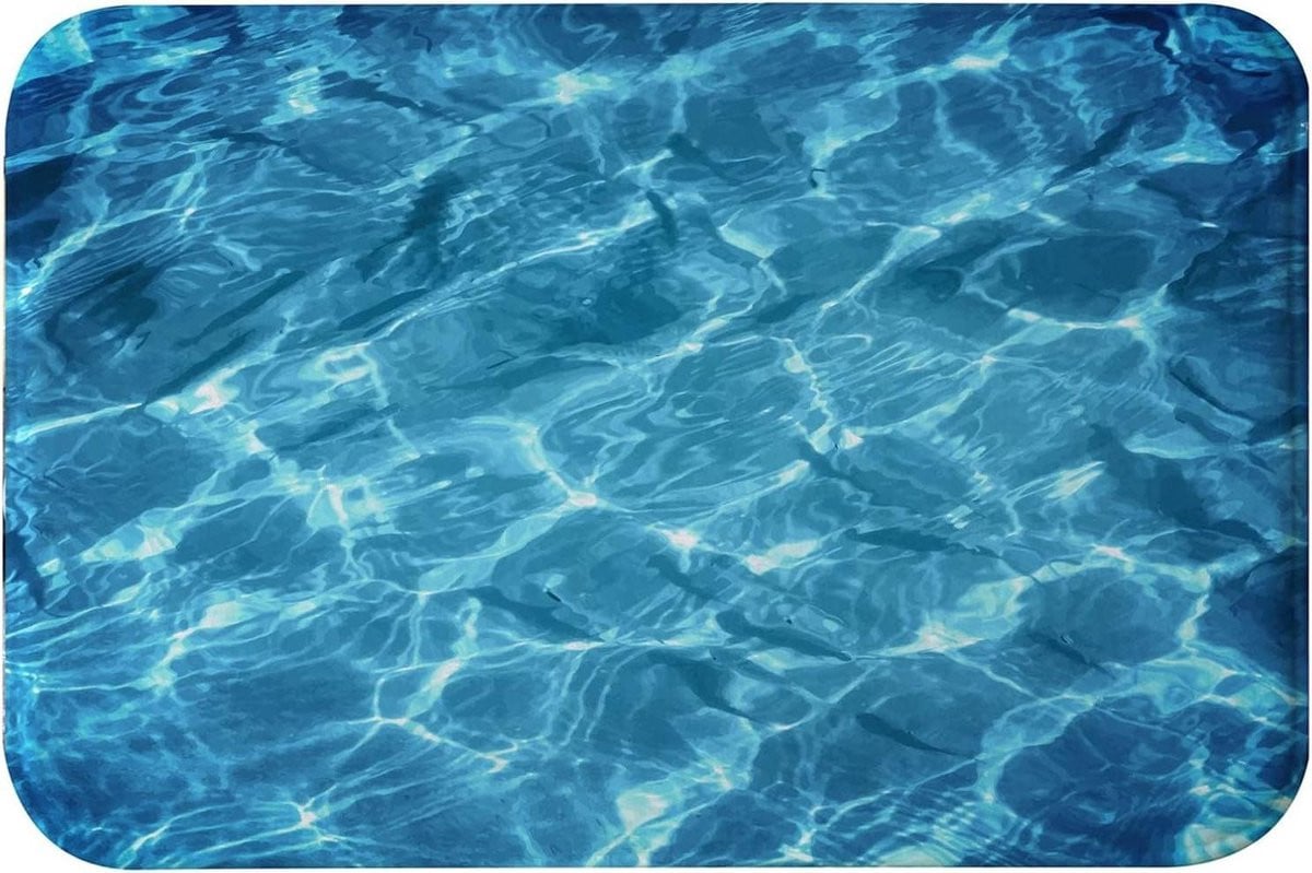 Blauwe antislip badmat van flanel, 40 x 60 cm