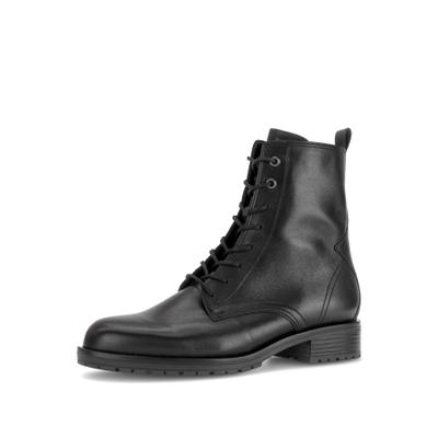 Schnürstiefelette GABOR, Damen, Gr. 42, schwarz, Glattleder, Schuhe Schnürstiefelette, Blockabsatz, Schnürboots in Schuhweite G (= weit)