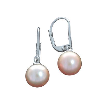 Paar Ohrhänger VIVANCE "925 Silber rhodiniert mit Süßwasserzuchtperlen in natur-pink", weiß (weiß, pink), Ohrringe, Damen, one-size, Silber 925 (Sterlingsilber)