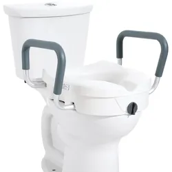 VEVOR Toilettensitzerhöhung WC Sitzerhöhung für Senioren 127 mm, erhöhter Toilettensitz einstellbar, Toilettenaufsatz für Senioren, Sitzerhöhung Toilette mit Griff, Toilettensitzerhöhungen Weiß
