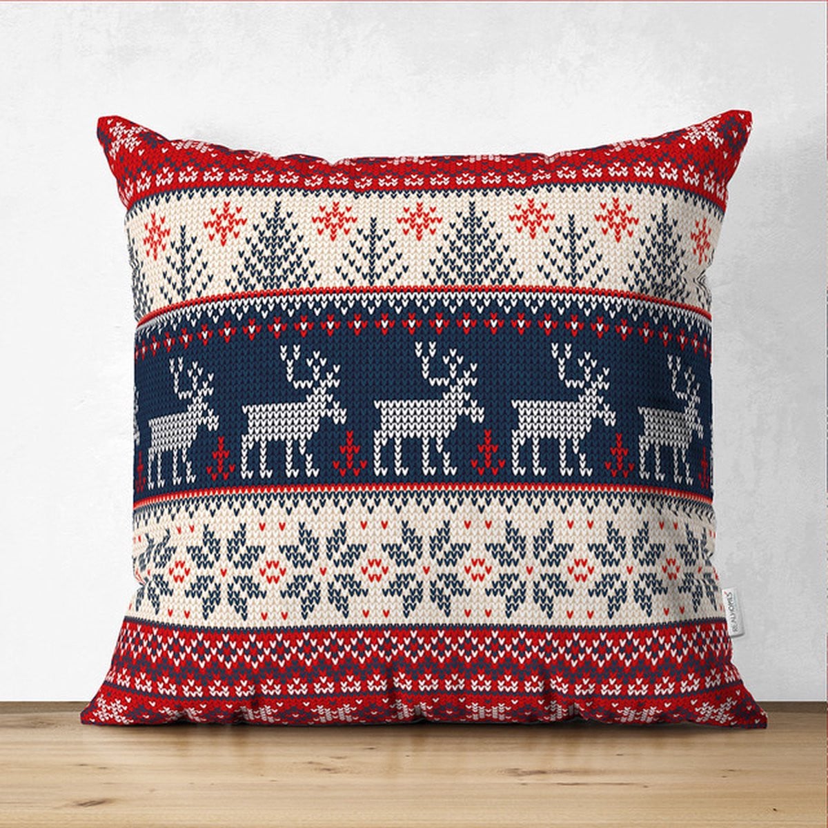 De Groen Home Velvet kussenhoes Kerst rendieren - 45 x 45 cm