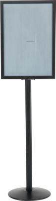 Update Display Infoständer, doppelseitig, Stahl-Fußplatte, ovales Zentralprofil, DIN A1 Hochformat, schwarz