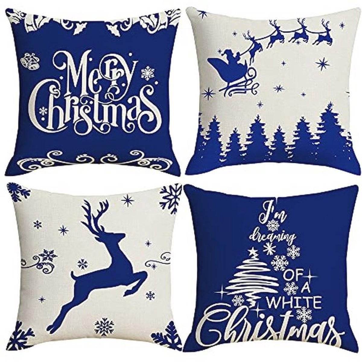 Set van 4 Vrolijke Kerst Kussenhoezen