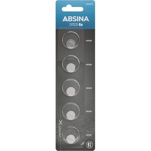 Absina Knopfzelle CR1225, 50 mAh, Lithium, 5 Stück