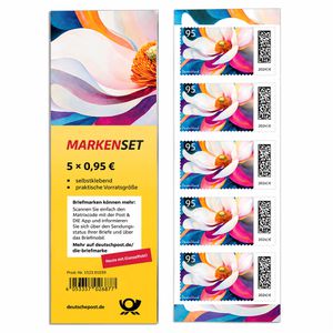 DeutschePost Briefmarken Set, 5 Stück à 95cent, Blumengruß, Standardbrief/Postkarte, selbstklebend