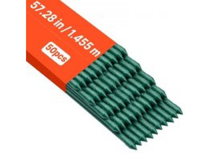 VEVOR Rankhilfe, 50er-Pack, Pflanzstab ⌀11x1455 mm, kunststoffbeschichtete Metall-Tomatenstäbe, Pflanzenstütze mit spitzem Ende & rutschfesten Noppen für den Anbau von Kletterpflanzen & Gemüse