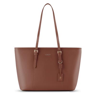Shopper LAZAROTTI "Bologna Leather XL Shopper Tasche Leder 35 cm", Damen, Gr. B/H/T: 13,5cm x 28cm, braun, Leder, Taschen Shopper