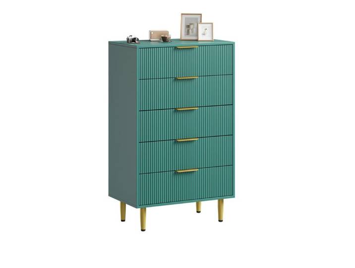 Commode de chambre - 75 x 46 x 121 5 cm 5 tiroirs - Verte