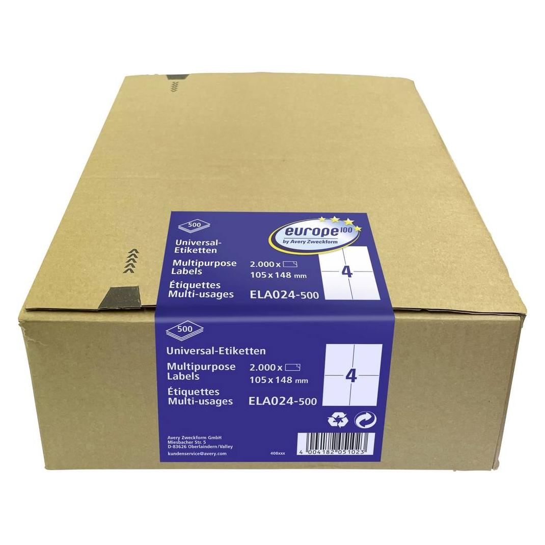 Avery Avery-Zweckform ELA024-500 Universal-Etiketten 105 x 148 mm Weiss 2000 St. Lase (ELA024-500)