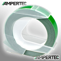 Ampertec 3D Prägeband kompatibel zu Dymo S0898160 weiß auf grün 9mm x 3m