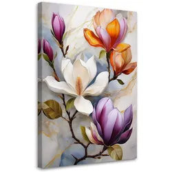 WANDBILD magnolienblüten bunter marmor