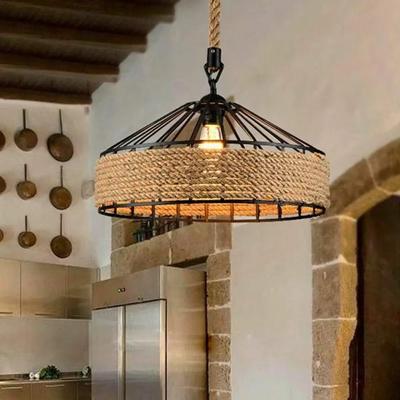 Uplifted Goods Nordic Vintage Twine Industrial Chandelier Adjustable Pendant Light 30cm W o Bulb