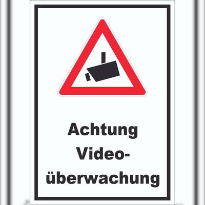 HB-Druck Achtung Videoüberwachung Aufkleber A8 (52x74mm)