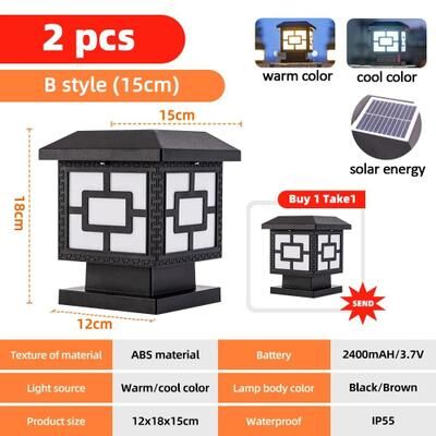 Uplifted Finds Solar Powered Fence Post Cap Lights   High Brightness Outdoor Lighting Decor With Dual Color Modes black B Style 2 Pcs