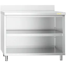Offener Unterbauschrank aus Edelstahl 1600x700 mm mit Rückwandaufsatz PREMIUM - GOLDINOX