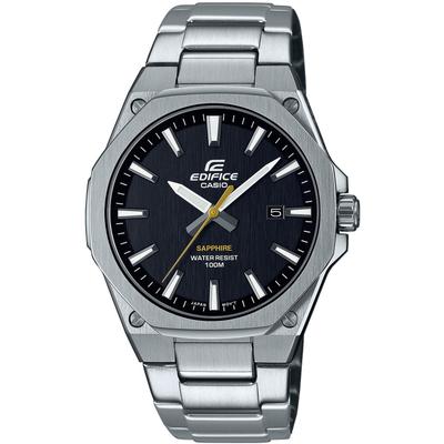 Quarzuhr CASIO EDIFICE, silber (schwarz, silberfarben, schwarz), Armbanduhren, Herren, silberfarben, Quarzuhr, Armbanduhr,Herrenuhr,bis 10bar wasserdicht,Saphirglas,Edelstahlarmband