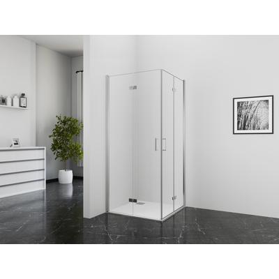 Eckdusche MARWELL "Shine Square", weiß, neutral, B:90cm H:195cm T:90cm, Duschkabinen, mit Schwingrichtung in beide Seiten, mit EasyClean