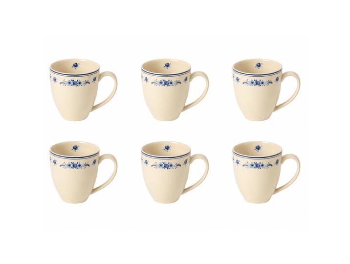 Tasse à café Vila 12 pièces 14 x 11 x 10cm Beige/Beige/Bleu