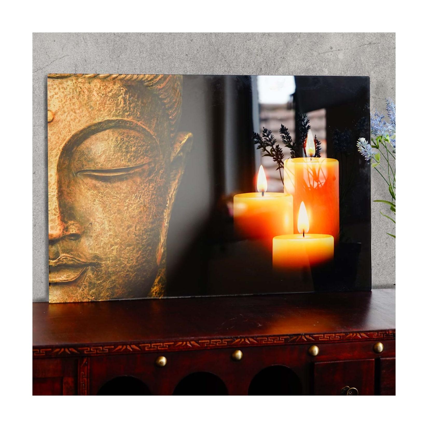 Glasbild T117, Wandbild Poster Motiv, 40x60cm ~ Buddha